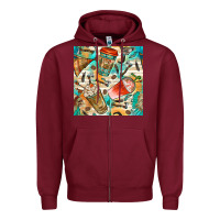Burgundy western indian coffee cups with aztec seamless pattern bbs Zipper Hoodie - BundleAndBundleShop