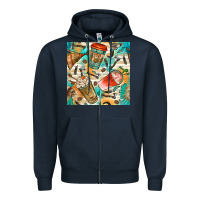 Navy western indian coffee cups with aztec seamless pattern bbs Zipper Hoodie - BundleAndBundleShop
