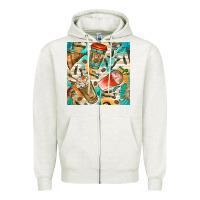Oatmeal Heather western indian coffee cups with aztec seamless pattern bbs Zipper Hoodie - BundleAndBundleShop