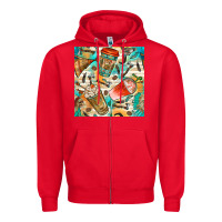 Red western indian coffee cups with aztec seamless pattern bbs Zipper Hoodie - BundleAndBundleShop