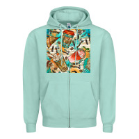 Western Indian Coffee Cups With Aztec Seamless Pattern Bbs Zipper Hoodie | Teevron