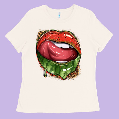 Watermelon Lips With Leopard Ladies Tee Designed By Texasbilliewilder