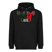 Black Merry Christmas Reindeer Heavyweight Hoodie - Bettercallsaul