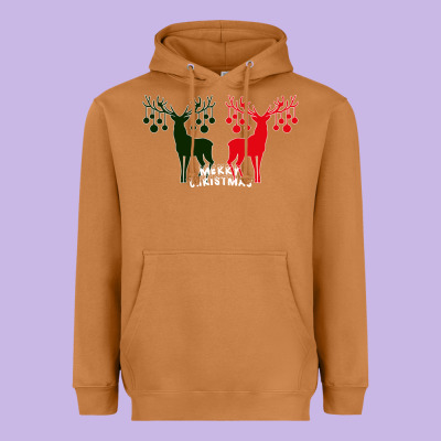 Merry Christmas Reindeer Heavyweight Hoodie Designed By Bettercallsaul