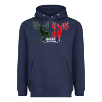 Navy Merry Christmas Reindeer Heavyweight Hoodie - Bettercallsaul