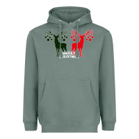 Sage Merry Christmas Reindeer Heavyweight Hoodie - Bettercallsaul