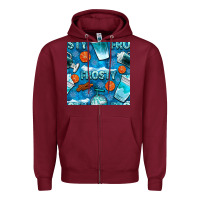 Burgundy winter frosty coffee cups and snow seamless pattern bbs Zipper Hoodie - BundleAndBundleShop
