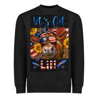 Black Western Let's Get Lit Cow Heavyweight Sweatshirt - LillyAllenDesigns