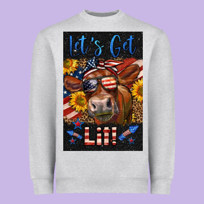 Western Let's Get Lit Cow Heavyweight Sweatshirt Designed By Lillyallendesigns