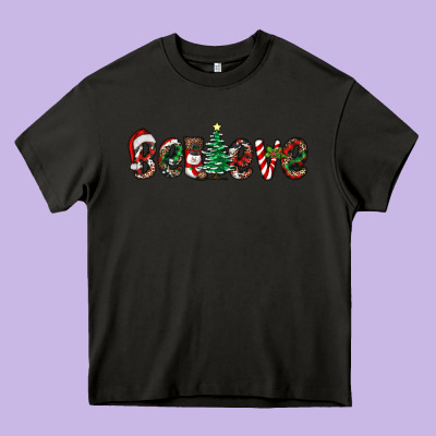 Christmas Believe Heavy Core Tee Designed By Ranaportraitstore