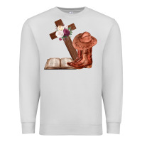 Dove Grey Boots with Bible and cross Premium Sweatshirt - Bettercallsaul