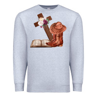 Heather Grey Boots with Bible and cross Premium Sweatshirt - Bettercallsaul