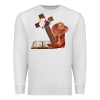 Oatmeal Heather Boots with Bible and cross Premium Sweatshirt - Bettercallsaul