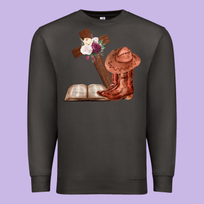 Boots With Bible And Cross Premium Sweatshirt Designed By Bettercallsaul