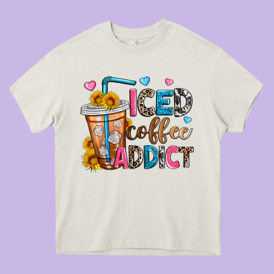 Iced Coffee Addict Heavy Core Tee Designed By Zillion Design Studio