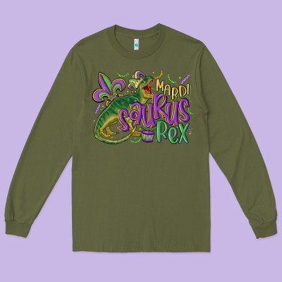 Mardi Saurus Rex Mardi Gras Long Sleeve Tee Designed By Maliassmallbusiness