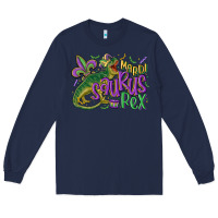 Navy mardi saurus rex mardi gras Long Sleeve Tee - MaliasSmallBusiness