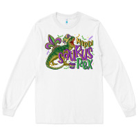White mardi saurus rex mardi gras Long Sleeve Tee - MaliasSmallBusiness