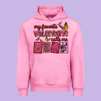 My Favorite Valentine Calls Me Mama Urban Hoodie Designed By Oliviacreatesart