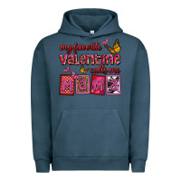 Pigment Midnight Navy my favorite valentine calls me mama Urban Hoodie - OliviaCreatesArt