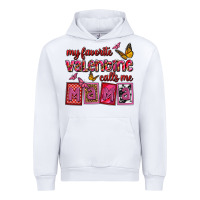 White my favorite valentine calls me mama Urban Hoodie - OliviaCreatesArt