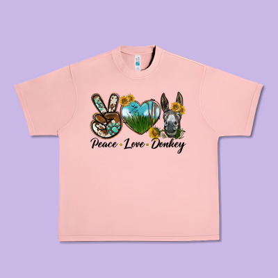 Peace Love Donkey Head Urban Heavy Tee Designed By Lillyallendesigns