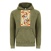 Vintage Olive love playing cards queen Vintage Hoodie - AdoDesignShop