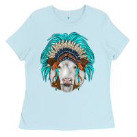 Baby Blue simmental indian headdress Ladies Tee - JahusDesignShop