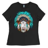 Black simmental indian headdress Ladies Tee - JahusDesignShop