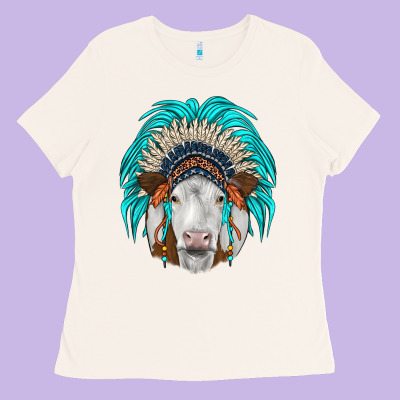 Simmental Indian Headdress Ladies Tee Designed By Jahusdesignshop