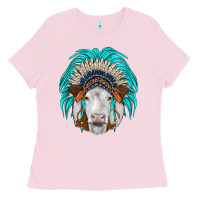 Bubblegum Pink simmental indian headdress Ladies Tee - JahusDesignShop