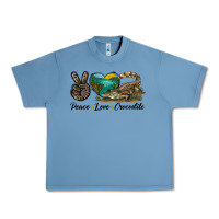 Pebble Blue Peace Love Crocodile Urban Heavy Tee - LillyAllenDesigns