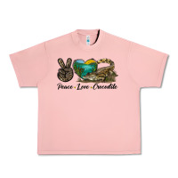 Salmon Peace Love Crocodile Urban Heavy Tee - LillyAllenDesigns
