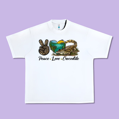 Peace Love Crocodile Urban Heavy Tee Designed By Lillyallendesigns