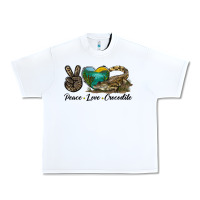 White Peace Love Crocodile Urban Heavy Tee - LillyAllenDesigns