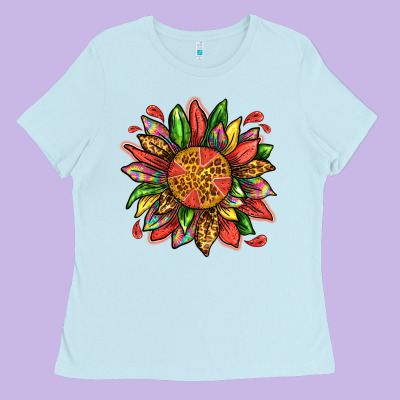 Watermelon Sunflower Ladies Tee Designed By Texasbilliewilder