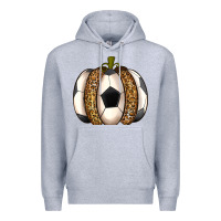 Heather Grey Soccer Pumpkin Premium Hoodie - texasbilliewilder