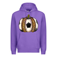 Purple Soccer Pumpkin Premium Hoodie - texasbilliewilder