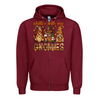Burgundy chilling with my gnomies bbs Zipper Hoodie - BundleAndBundleShop