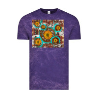 Cloud Purple sunflowers and western old wheel aztec cowhide background Vintage Tee - Artiststas