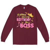 Burgundy birthday boss Long Sleeve Tee - MaliasSmallBusiness