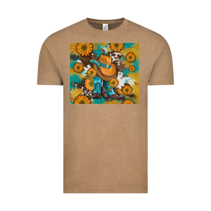 Sunflowers And Cowboy Boots With Cowhide And Glitter Tumbler Vintage Tee by Artiststas | Teevron