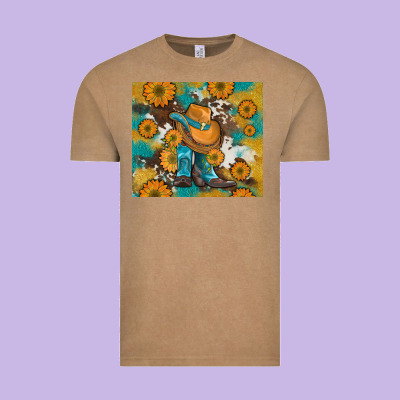 Sunflowers And Cowboy Boots With Cowhide And Glitter Tumbler Vintage Tee Designed By Artiststas