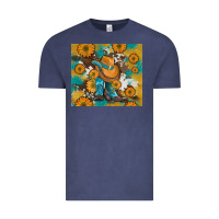 Vintage Denim sunflowers and cowboy boots with cowhide and glitter tumbler Vintage Tee - Artiststas