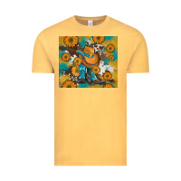 Vintage Mustard sunflowers and cowboy boots with cowhide and glitter tumbler Vintage Tee - Artiststas