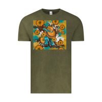 Vintage Olive sunflowers and cowboy boots with cowhide and glitter tumbler Vintage Tee - Artiststas
