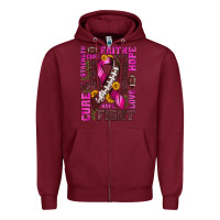 Burgundy breast cancer american football ribbon love cure fight bbs Zipper Hoodie - BundleAndBundleShop