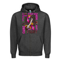 Charcoal Heather breast cancer american football ribbon love cure fight bbs Zipper Hoodie - BundleAndBundleShop