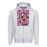Breast Cancer American Football Ribbon Love Cure Fight Bbs Zipper Hoodie | Teevron