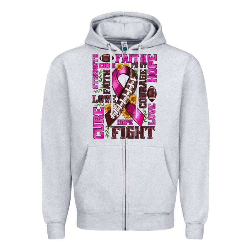 Breast Cancer American Football Ribbon Love Cure Fight Bbs Zipper Hoodie by BundleAndBundleShop | Teevron